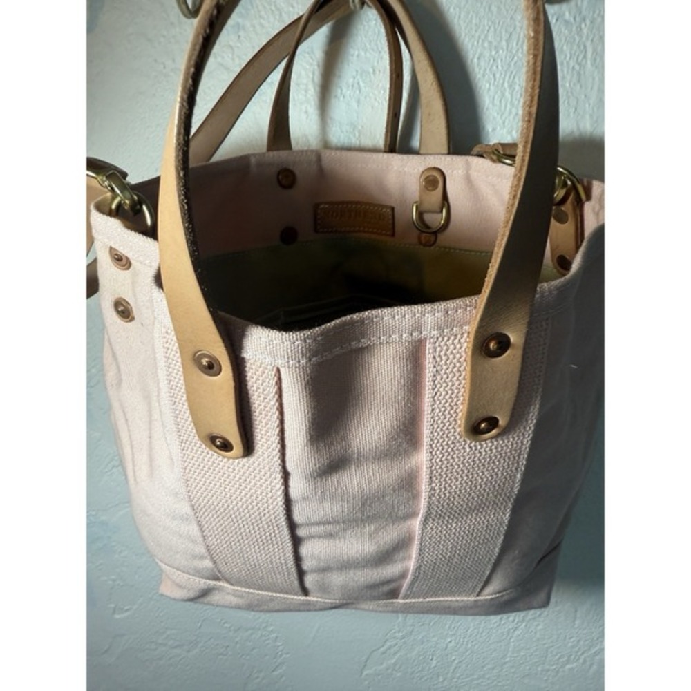 North End Bag Co The MARTIN Tote Bag Peachy Pink Canvas & Leather Trim Crossbody - Picture 12 of 15